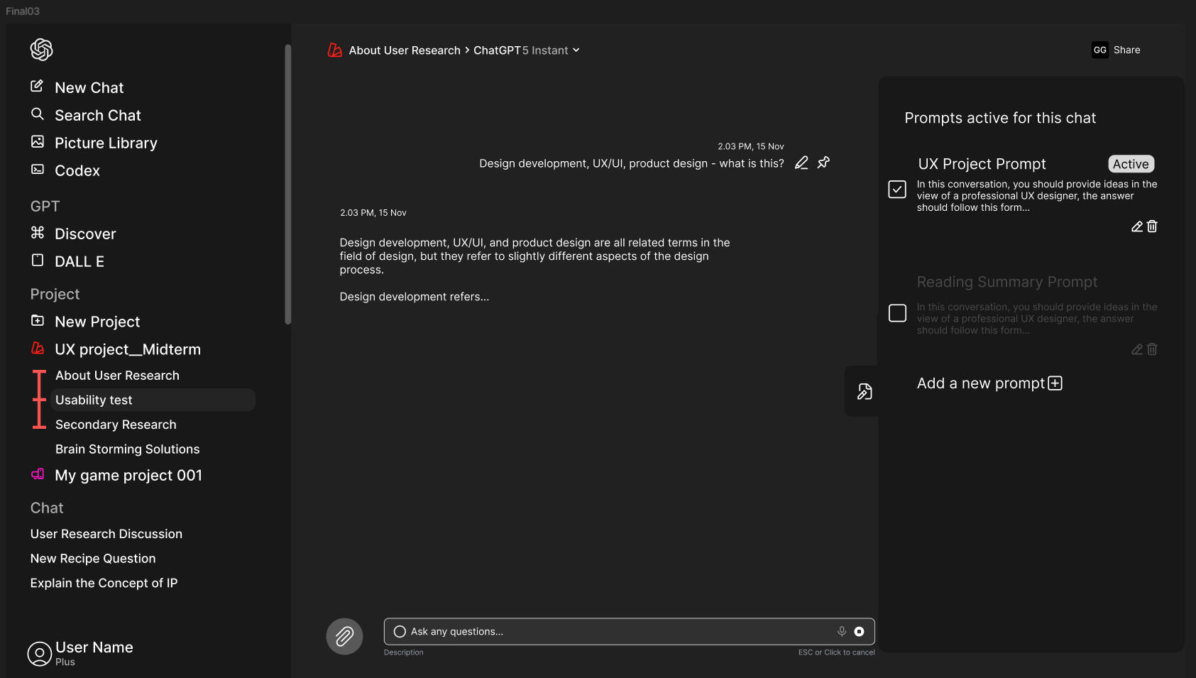 Chat-GPT UX Enhancement